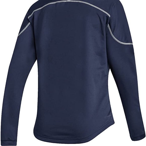 NWT ADIDAS WOMEN'S STADIUM 1/4 SNAP LONG SLEEVE SHIRT NAVY/WHITE MEDIUM - Picture 3 of 13